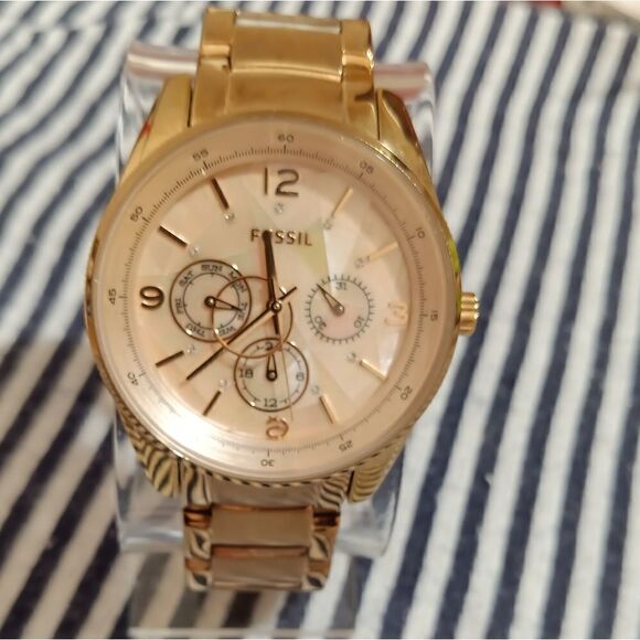 Fossil BQ 1681 Rose Gold stainless swarovski crystal prism dial watch - Picture 7 of 12